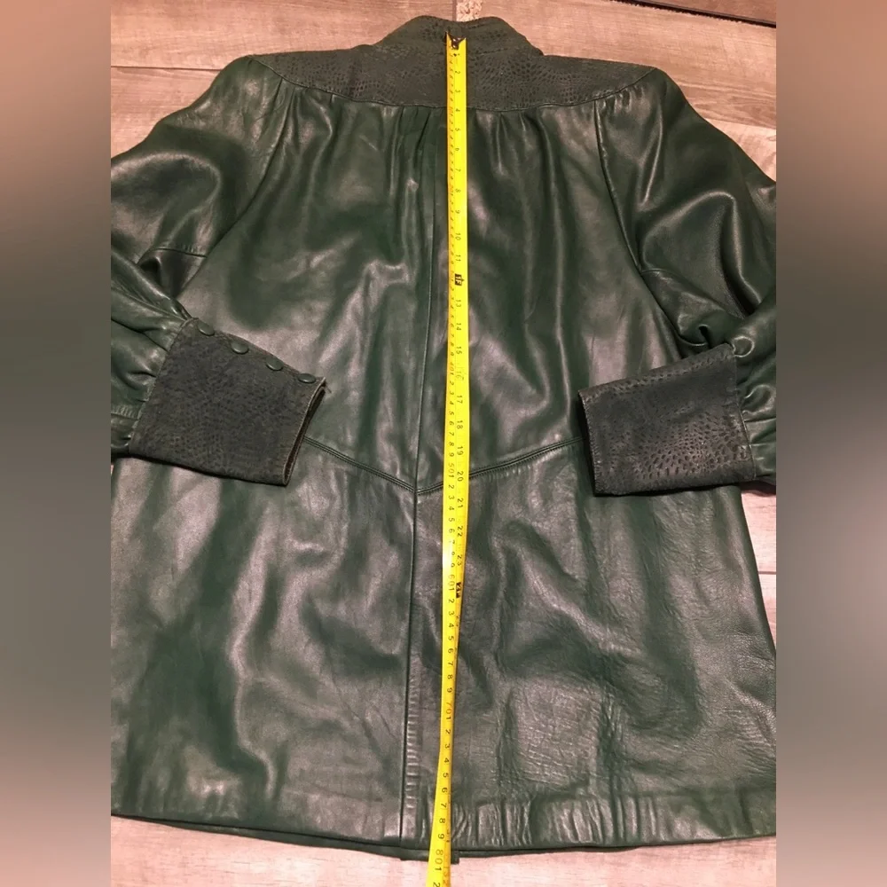 Vintage Fantasia Womens 80’s Bomber Coat Green Leather Oversized Jacket Sz Large